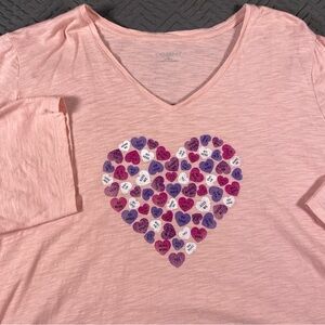 Catherines Pink Candy Hearts Knit Top Plus Size 3X 26/28